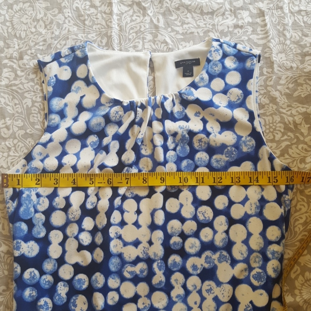 Ann Taylor Blue White Dot Sleeveless Summer Dress - Picture 5 of 6